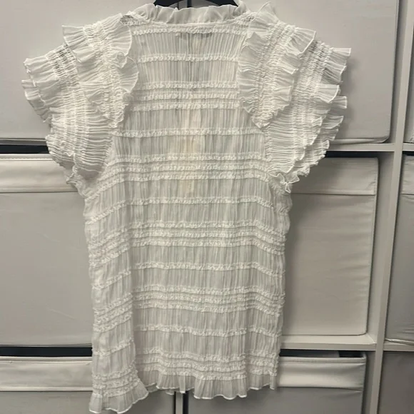 NWT gorgeous Anthropologie sarah hann white ruched blouse M - Picture 12 of 15